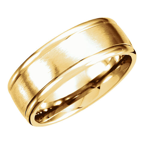 14k Yellow Gold 8mm Fancy Carved Band with Satin Finish Size 10