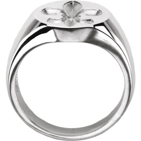 14k White Gold Signet Ring, Size 10