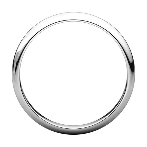 10k White Gold 3mm Half Round Band, Size 8.5