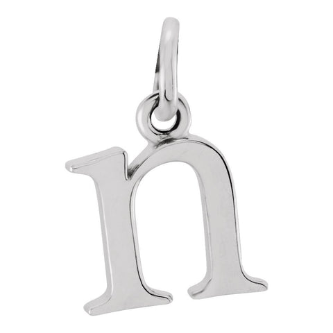 14k White Gold "n" Lowercase Initial Pendant