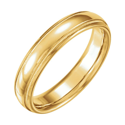 14k Yellow Gold 5mm Half Round Comfort Fit Milgrain Band Size 10.5