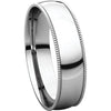 14k White Gold 5mm Light Comfort Fit Milgrain Band , Size 11