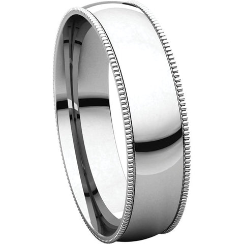 Sterling Silver 5mm Light Comfort Fit Milgrain Band , Size 6