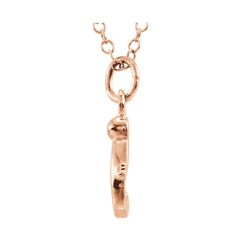 14k Rose Gold Letter "I" Lowercase Script Initial Necklace