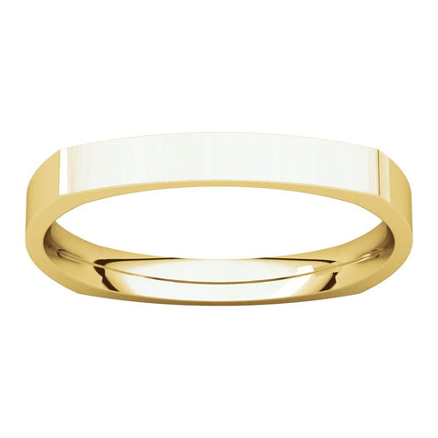 14k Yellow Gold 2.5mm Square Comfort Fit Band, Size 9