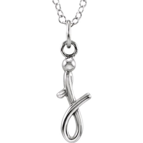 14k White Gold Letter "J" Lowercase Script Initial Necklace