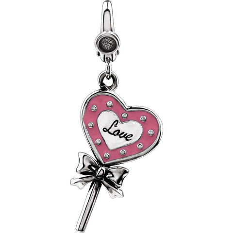 Sterling Silver Enamel Heart Shaped Lollipop Charm