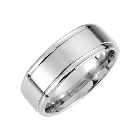 14k White Gold 8mm Fancy Carved Band Size 9