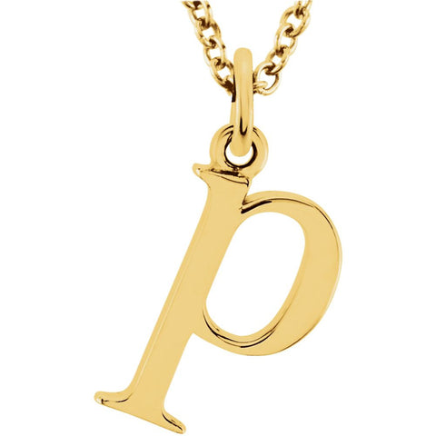 14k Rose Gold "p" Lowercase Initial 16" Necklace