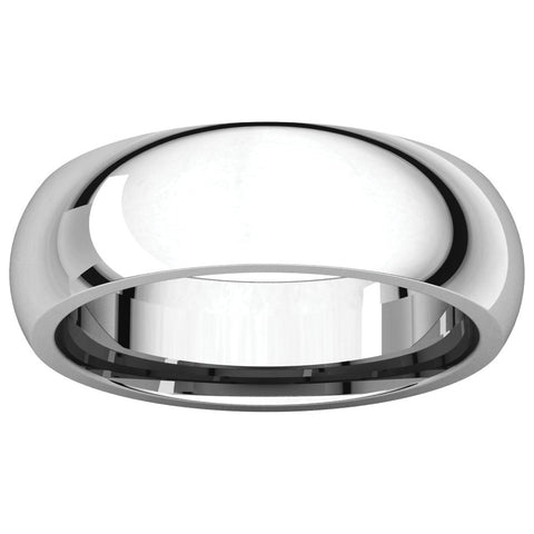 10k White Gold 6mm Comfort Fit Band, Size 13.5