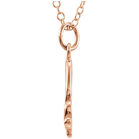 14k Rose Gold Letter "K" Lowercase Script Initial Necklace