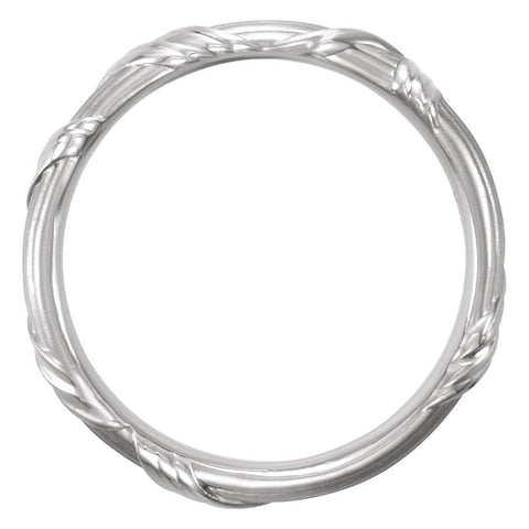 14k White Gold 6mm Sculptural-Inspired Design Band Size 7