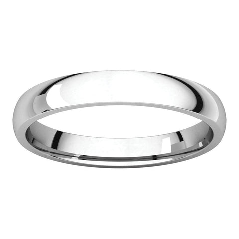 10k White Gold 3mm Light Comfort Fit Band, Size 4