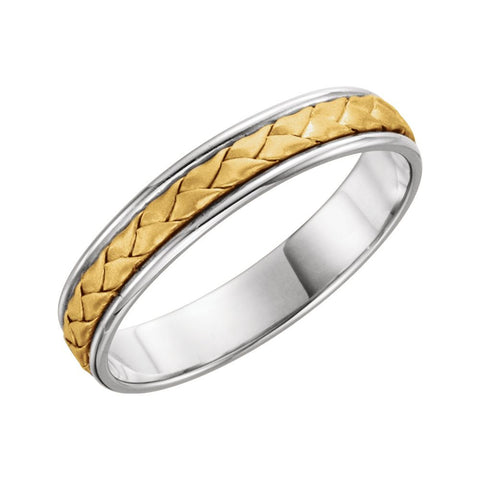 14K White & Yellow Gold 4mm Hand-Woven Band Size 10