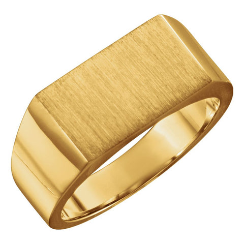 10k Yellow Gold 15x9mm Men's Signet Ring, Size 11