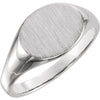 14k White Gold 5545 9x11mm Solid Oval Signet Ring, Size 6