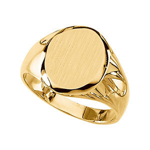 14k Yellow Gold 13.25x10.75mm Men's Signet Ring , Size 11