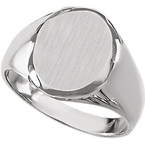 14k White Gold 13.25x10.75mm Men's Signet Ring , Size 11