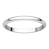 10k White Gold 2mm Half Round Band, Size 8.5