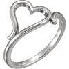 Sterling Silver Heart Ring, Size 7