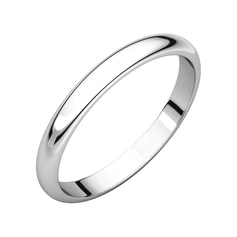 10k White Gold 2.5mm Half Round Band, Size 8.5