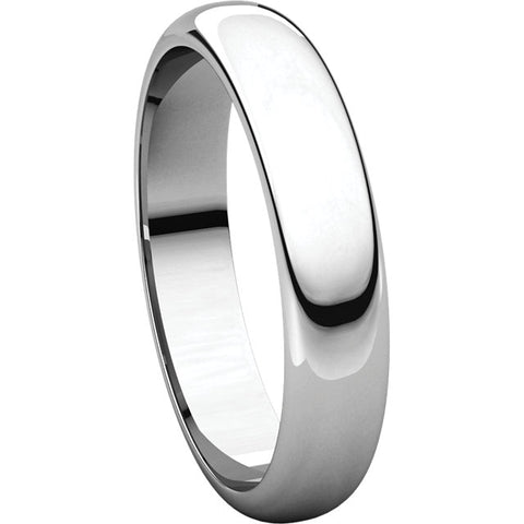 10k White Gold 4mm Half Round Band, Size 9.5