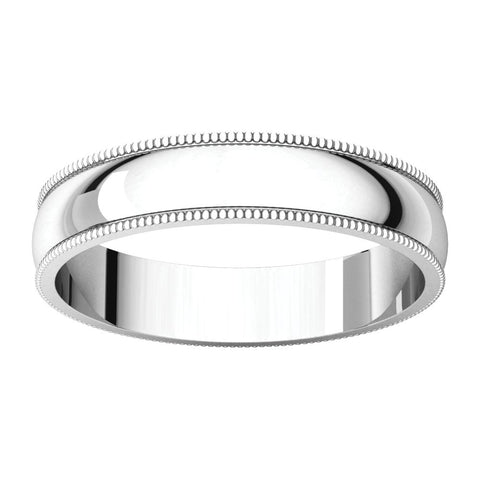 10k White Gold 4mm Light Milgrain Band, Size 7