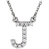 14K White Gold Letter "J" 1/8 CTW Diamond 16-Inch Necklace