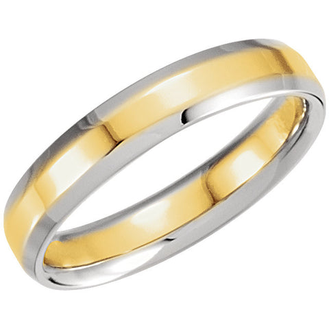 14K White & Yellow Gold 4mm Comfort-Fit Beveled Edge Band Size 10