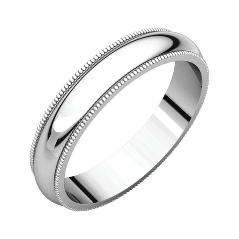 10k White Gold 4mm Milgrain Band, Size 5