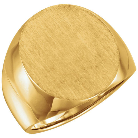 10k Yellow Gold 20x17mm Men's Solid Signet Ring, Size 10