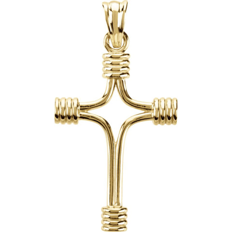 14k Yellow Gold 33.75x23.25mm Tubular Cross Pendant