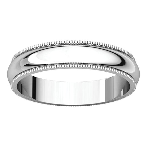 10k White Gold 4mm Milgrain Band, Size 9.5