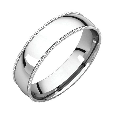 Sterling Silver 5mm Light Comfort Fit Milgrain Band , Size 12