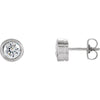 Pair of 05.20 mm Cubic Zirconia Bezel Solitaire Earring in 14K White Gold