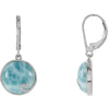 Pair of 13.00 mm Genuine Larimar Earrings in Sterling Silver