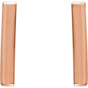 14k Rose Gold Vertical Bar Earrings