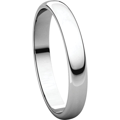 10k White Gold 3mm Half Round Light Band, Size 11