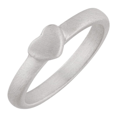 Sterling Silver Heart Ring with Matte Finish Size 9