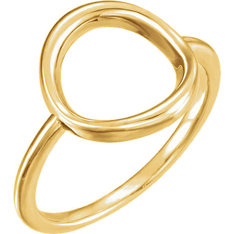 14k Yellow Gold Circle Ring , Size 7