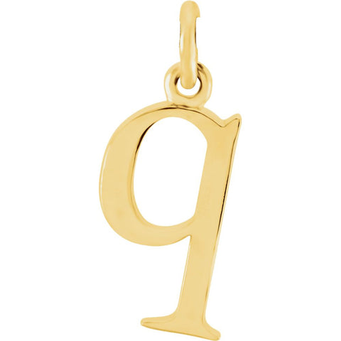 14k Yellow Gold "q" Lowercase Initial Pendant