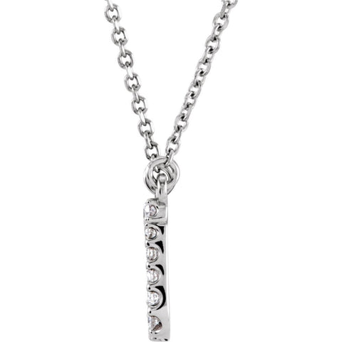 14k White Gold Letter "J" 1/8 CTW Diamond 16" Necklace