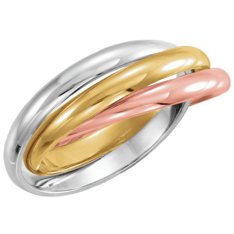 18K Yellow, Rose, & Platinum Three-Band Rolling Ring Size 6