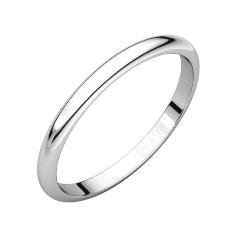 10k White Gold 2mm Half Round Band, Size 11