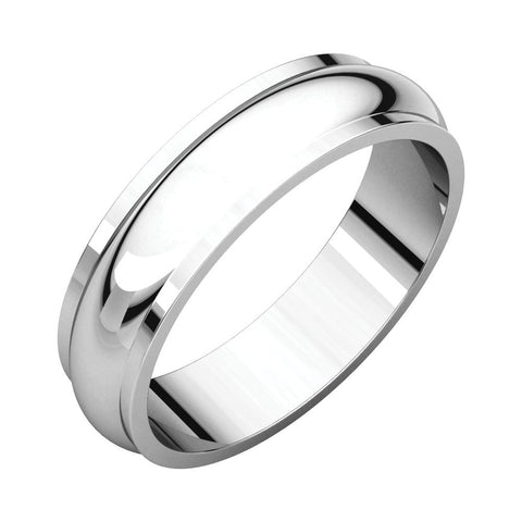 10k White Gold 5mm Half Round Edge Band, Size 10.5