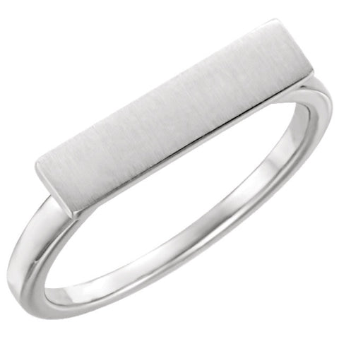 14k White Gold Signet Ring, Size 7