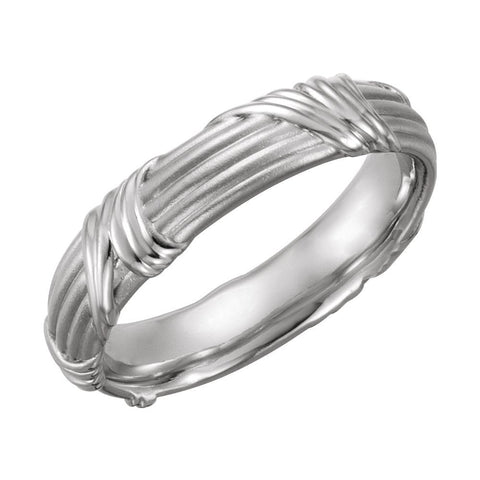 14k White Gold 6mm Sculptural-Inspired Design Band Size 7