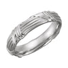 14k White Gold 6mm Sculptural Design Comfort-Fit Band, Size 7