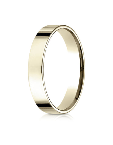 Benchmark 18K Yellow Gold 4mm Flat Comfort-Fit Wedding Band Ring (Sizes 4 - 15 )