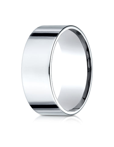 Benchmark 18K White Gold 8mm Flat Comfort-Fit Wedding Band Ring (Sizes 4 - 15 )